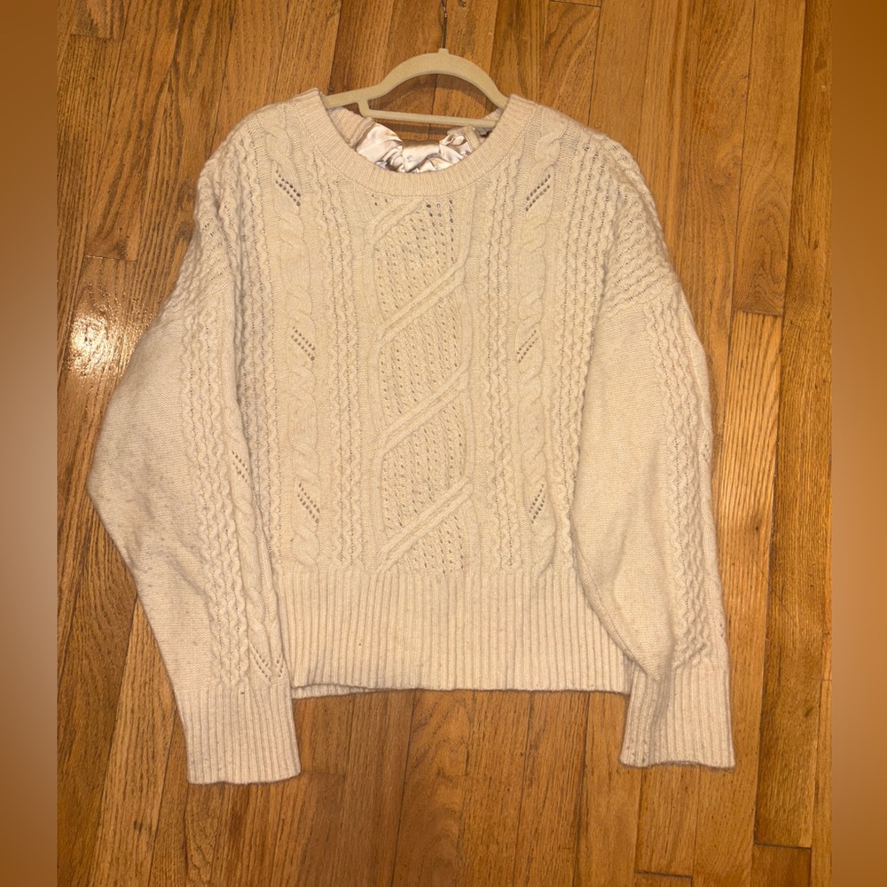 Express Cream Tie-In-Back Knit Sweater - XL - Picture 3 of 15